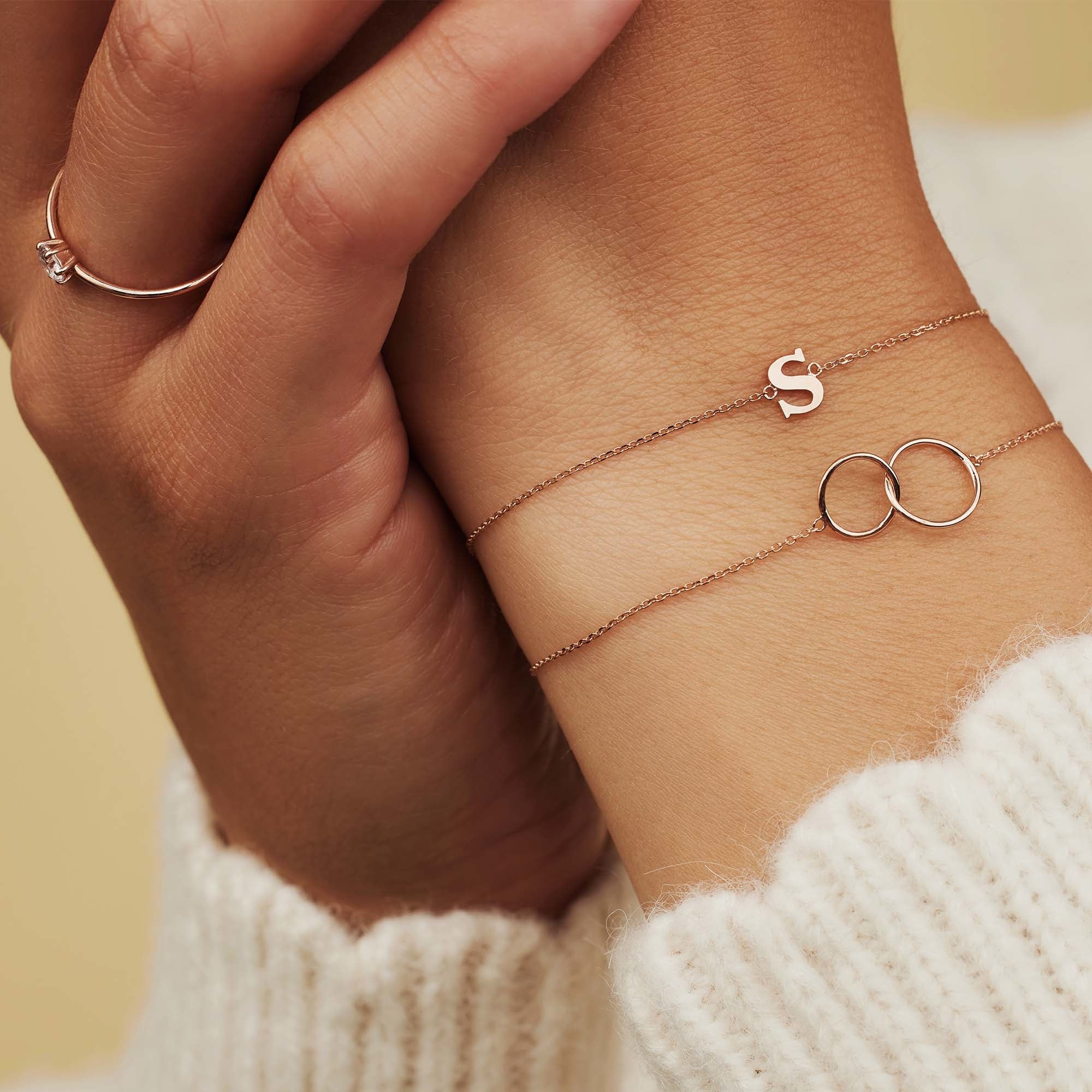 La Concorde Rachel 14 karat rose gold initial bracelet with letter - Image 3