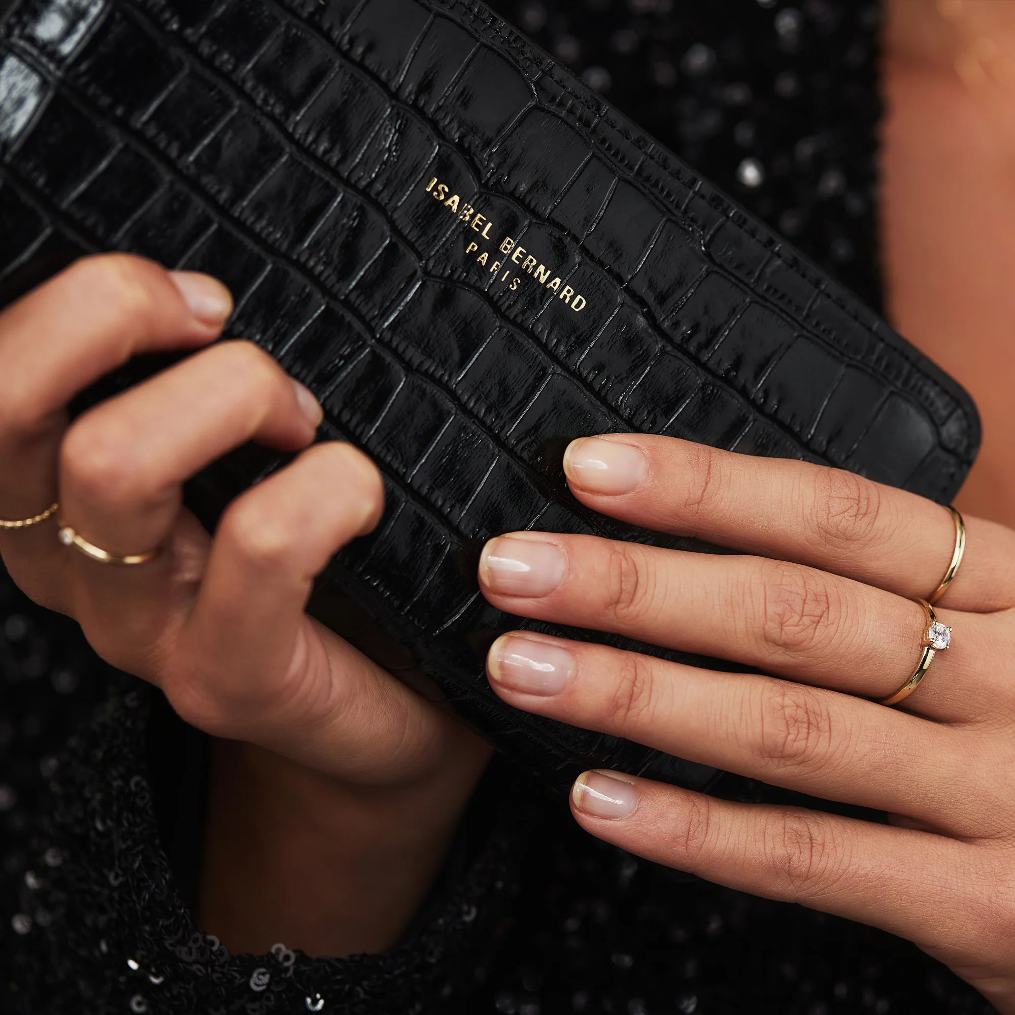 Honoré Léa croco black calfskin leather zipper wallet - Image 4