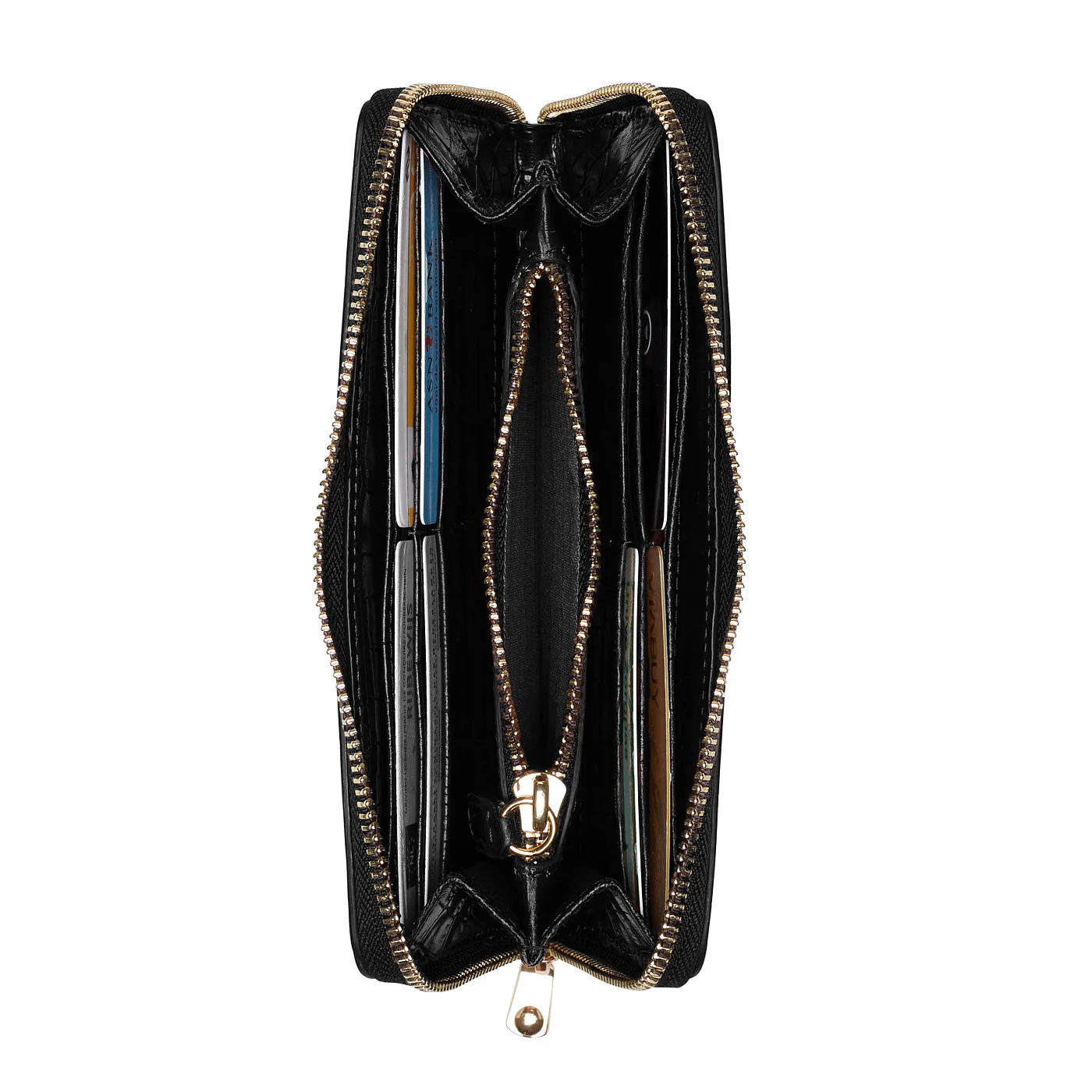 Honoré Léa croco black calfskin leather zipper wallet - Image 7