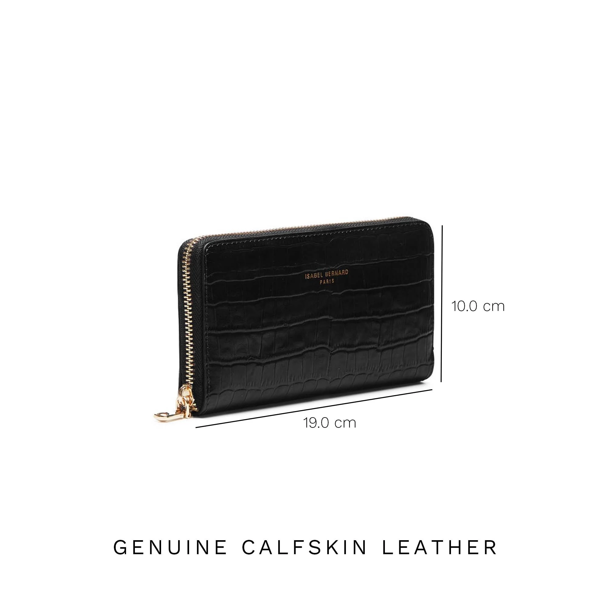 Honoré Léa croco black calfskin leather zipper wallet - Image 8
