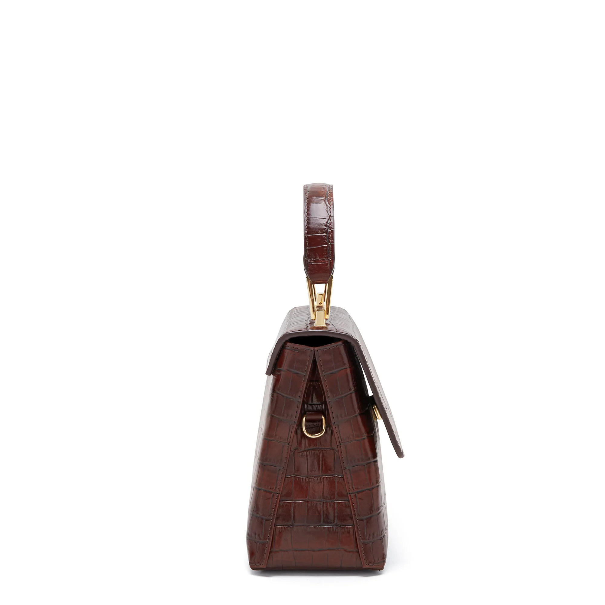Femme Forte Heline croco brown calfskin leather handbag - Image 5