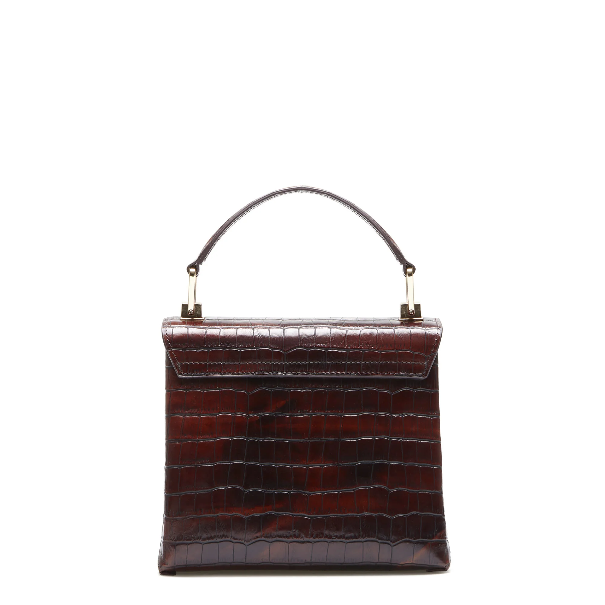 Femme Forte Heline croco brown calfskin leather handbag - Image 6