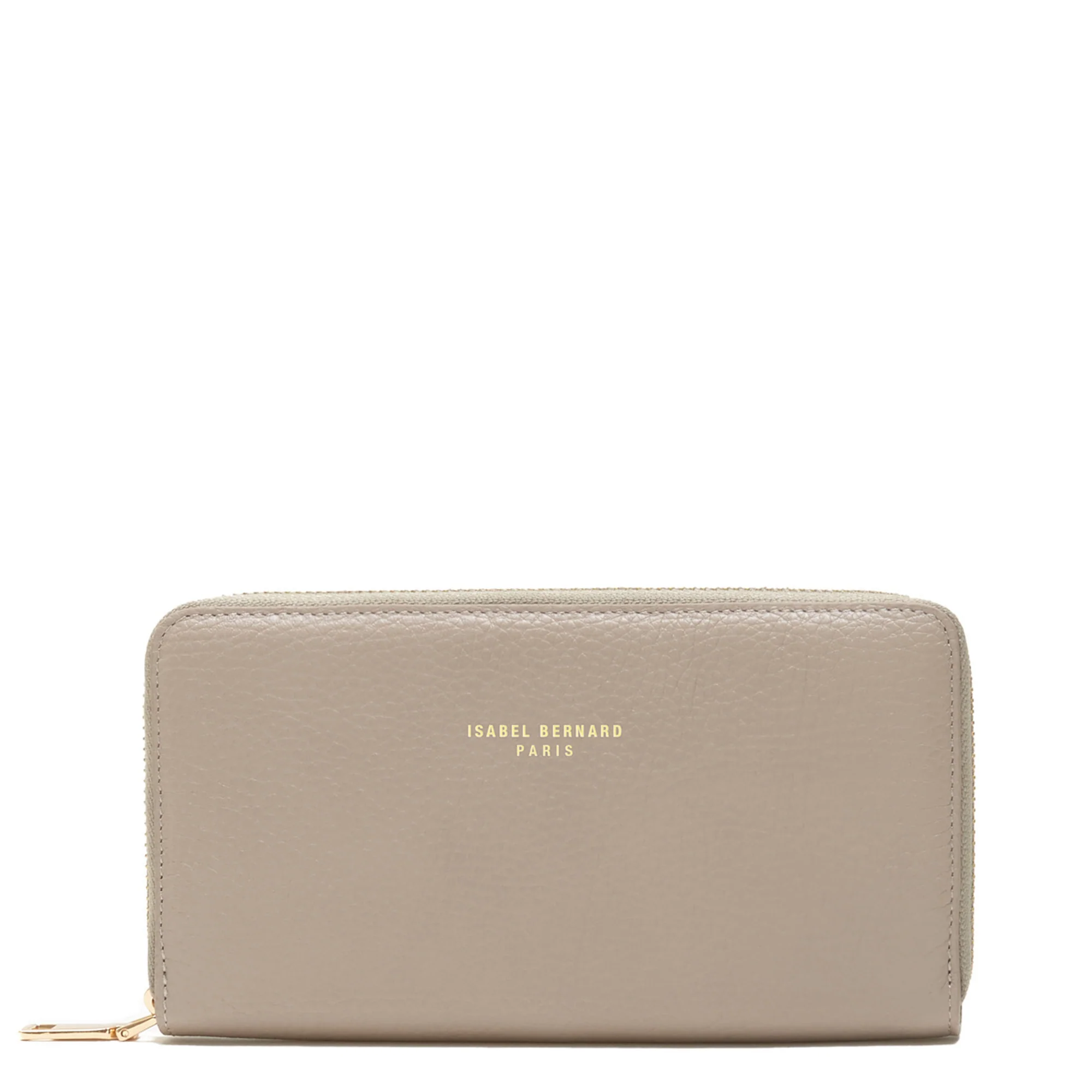Honoré Léa taupe calfskin leather zipper wallet