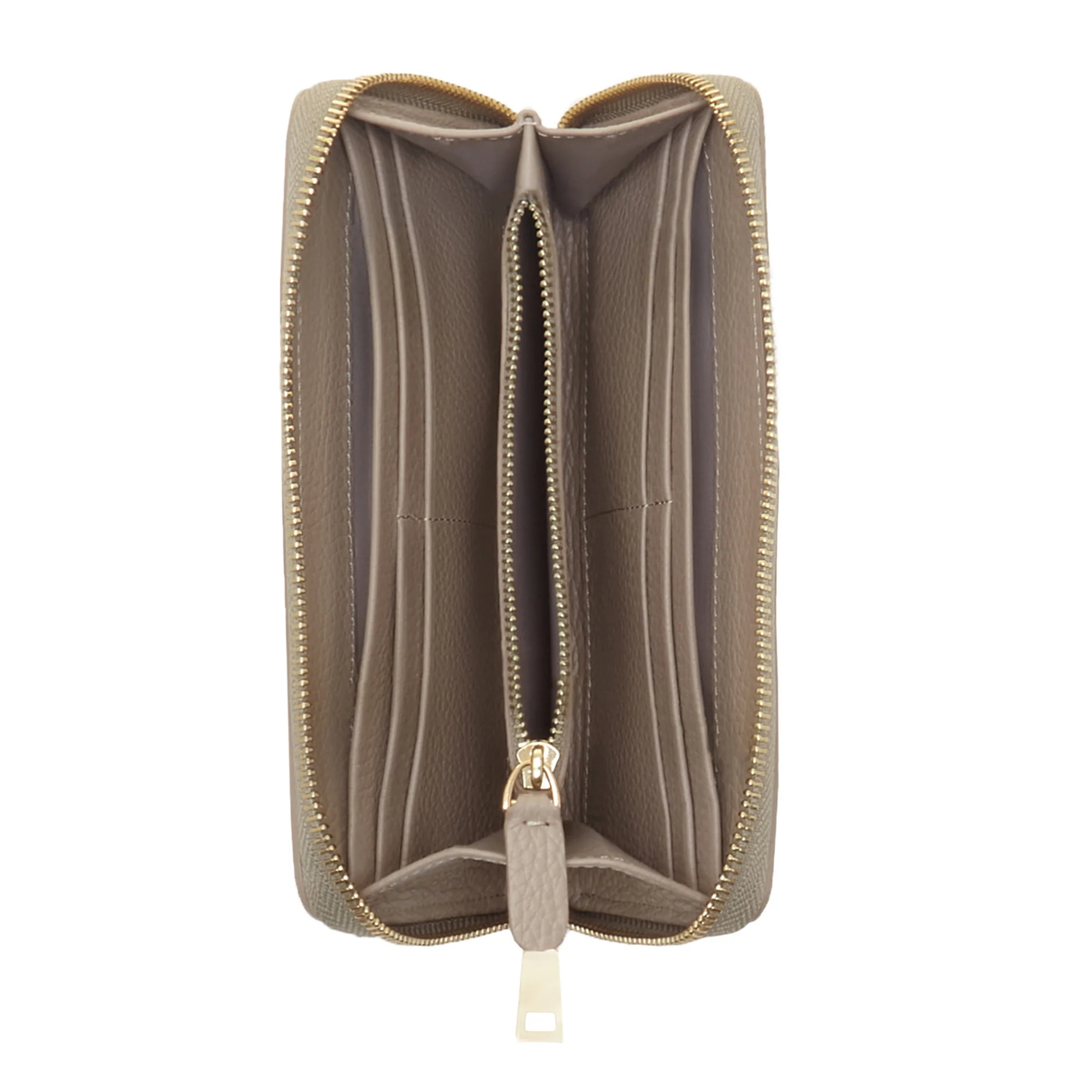 Honoré Léa taupe calfskin leather zipper wallet - Image 5