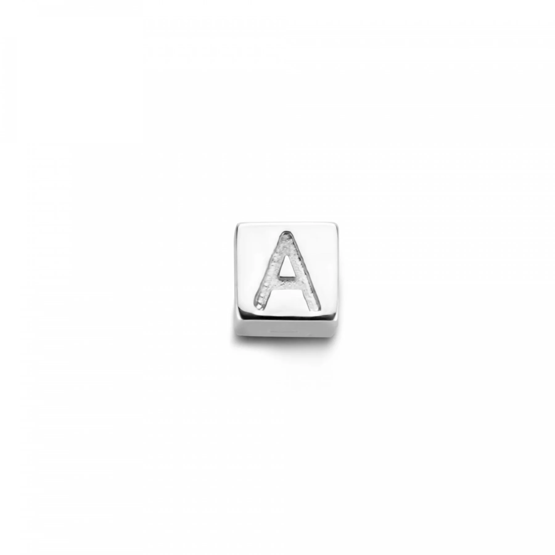Saint Germain Felie 14 karat white gold cube initial charm with letter