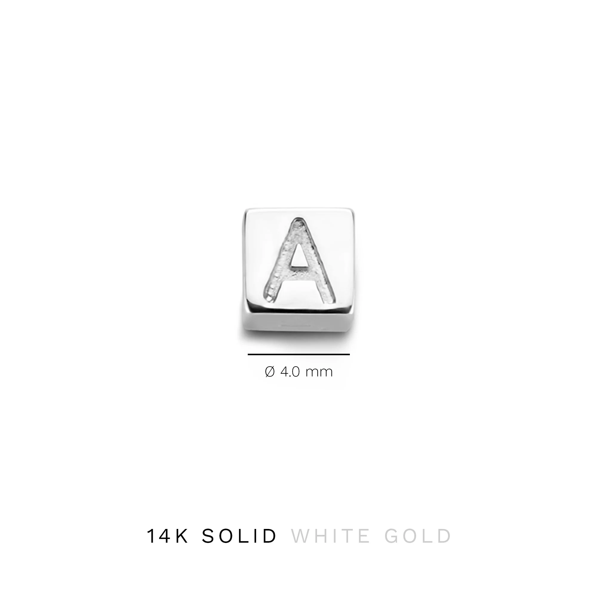 Saint Germain Felie 14 karat white gold cube initial charm with letter - Image 8