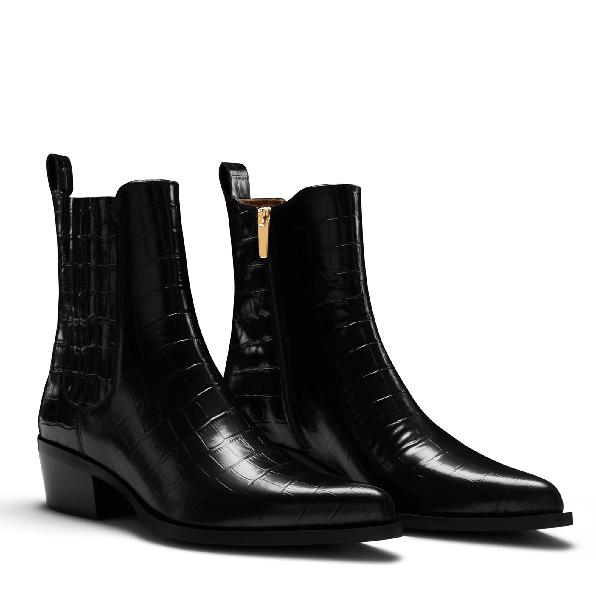 Vendôme Amandine croco black calfskin leather boots - Image 5