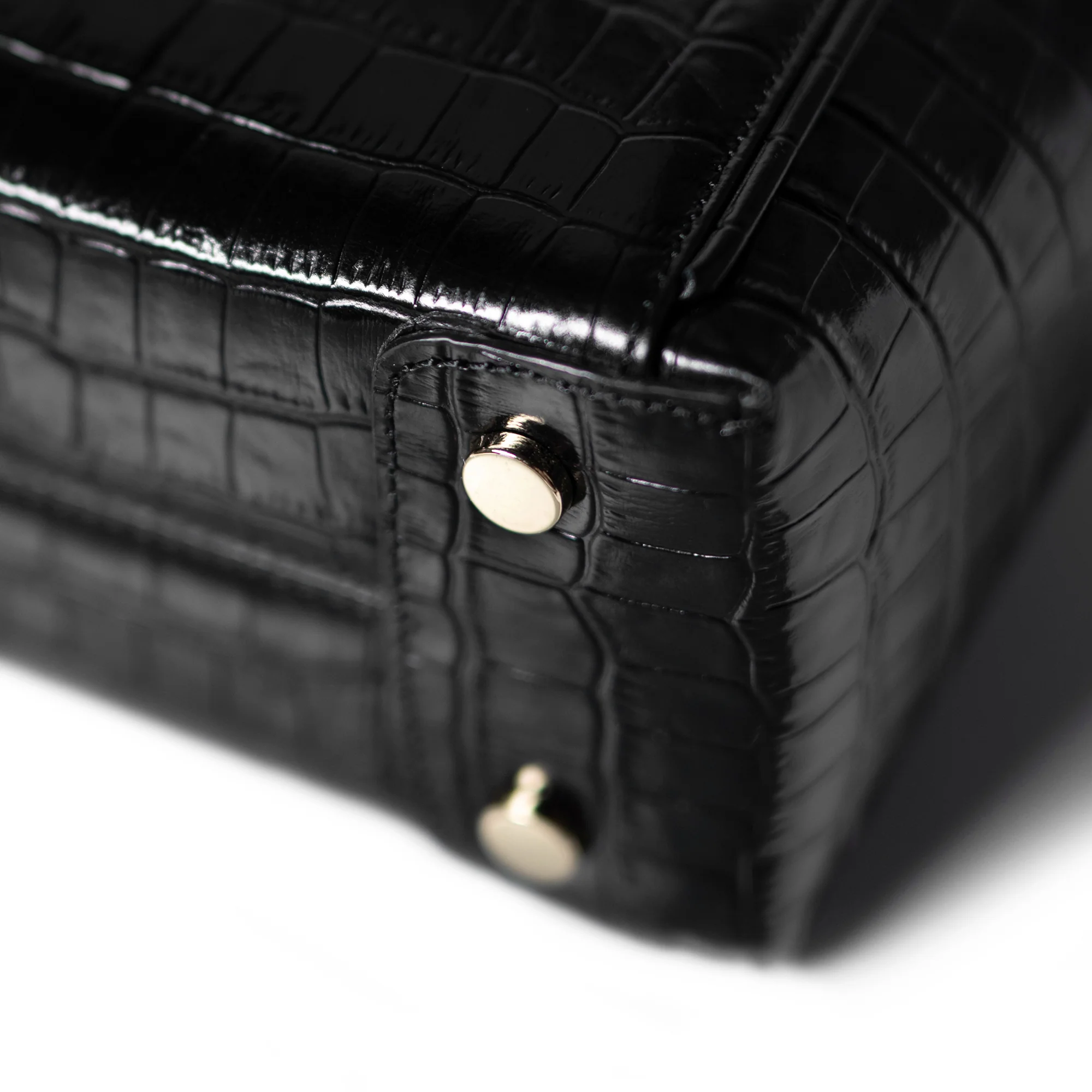 Honoré Cloe Mini croco black calfskin leather handbag - Image 7