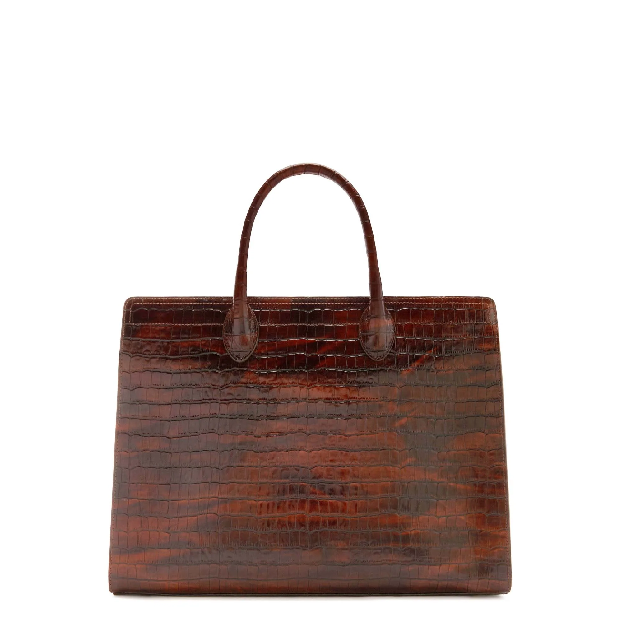 Honoré Nadine croco brown leather handbag with 16.4 inch laptop pocket - Image 6