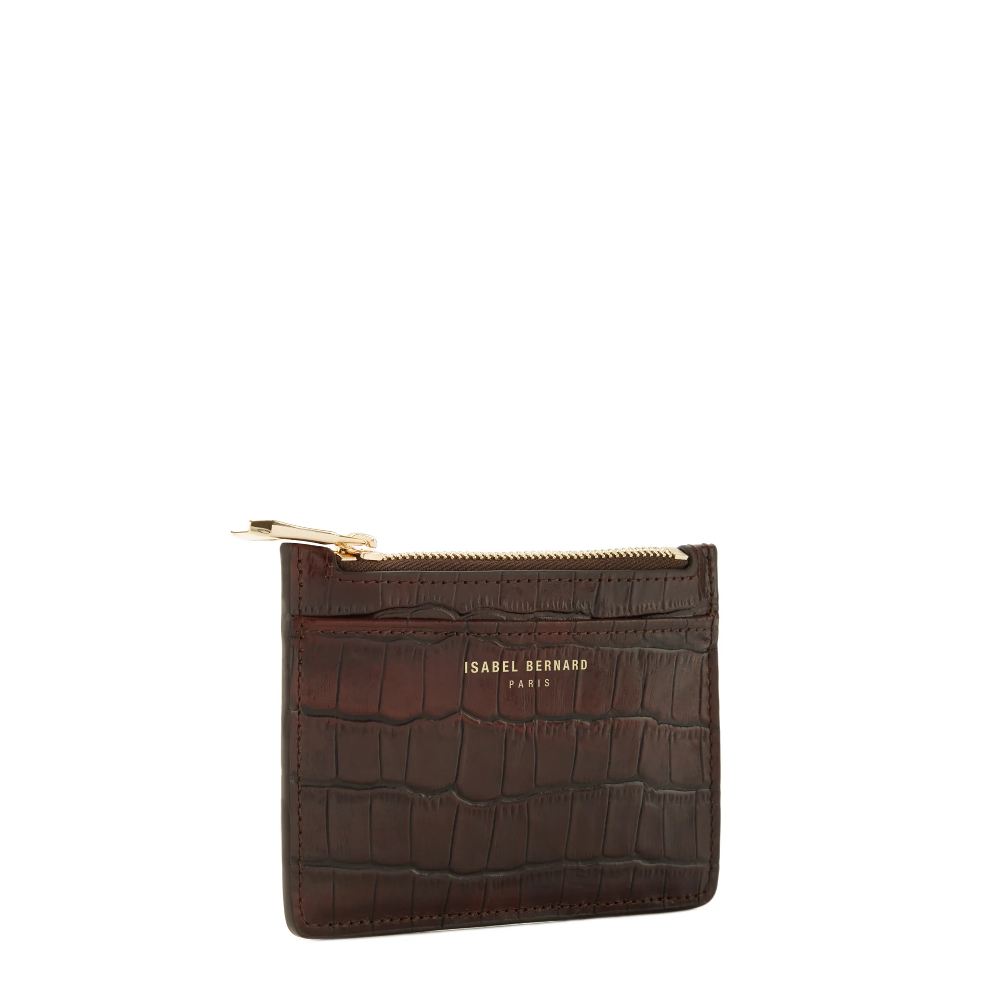 Honoré Aveline croco brown calfskin leather card holder - Image 5