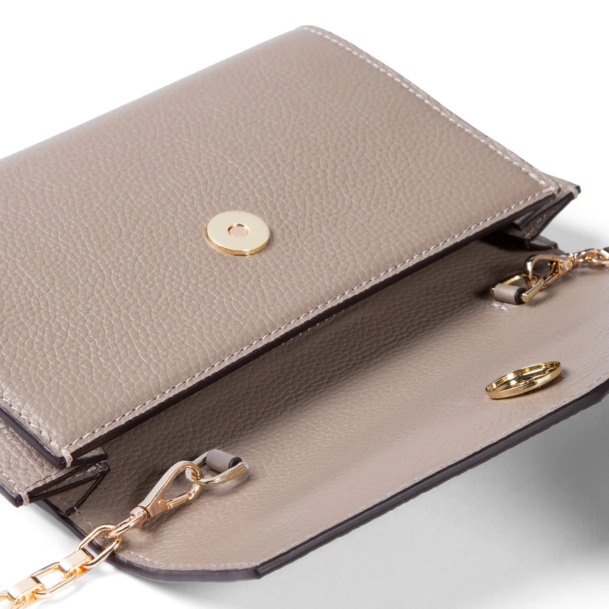 Honoré Lina Taupe Clutch With Detachable Shoulder Chain - Image 5