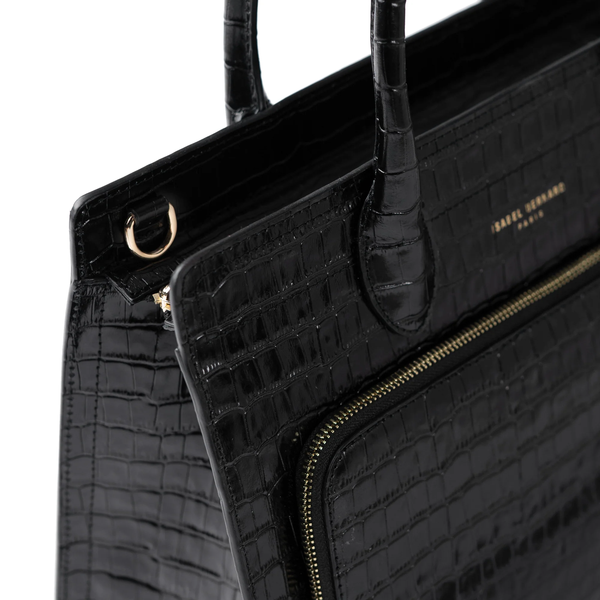 Honoré Nadine croco black leather handbag with 13 inch laptop pocket - Image 6