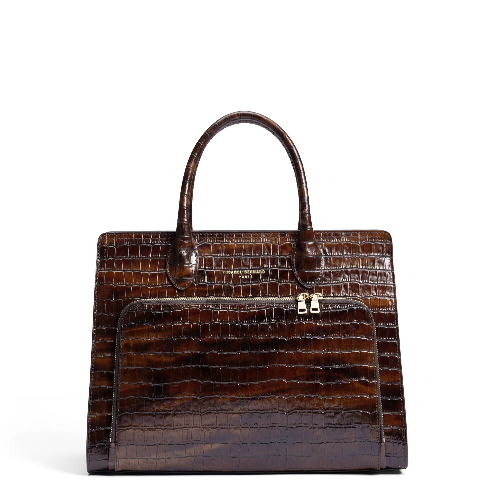 Honoré Nadine croco brown leather handbag with 13 inch laptop pocket