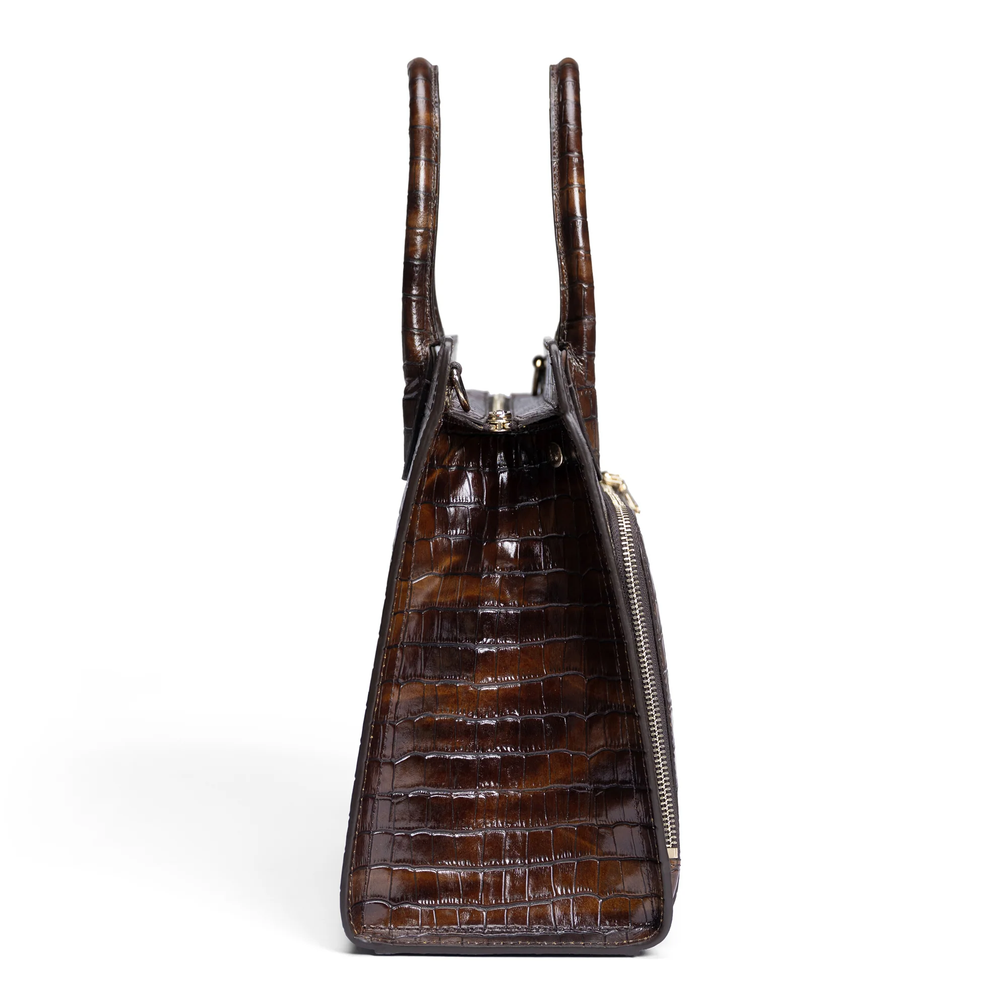 Honoré Nadine croco brown leather handbag with 13 inch laptop pocket - Image 4