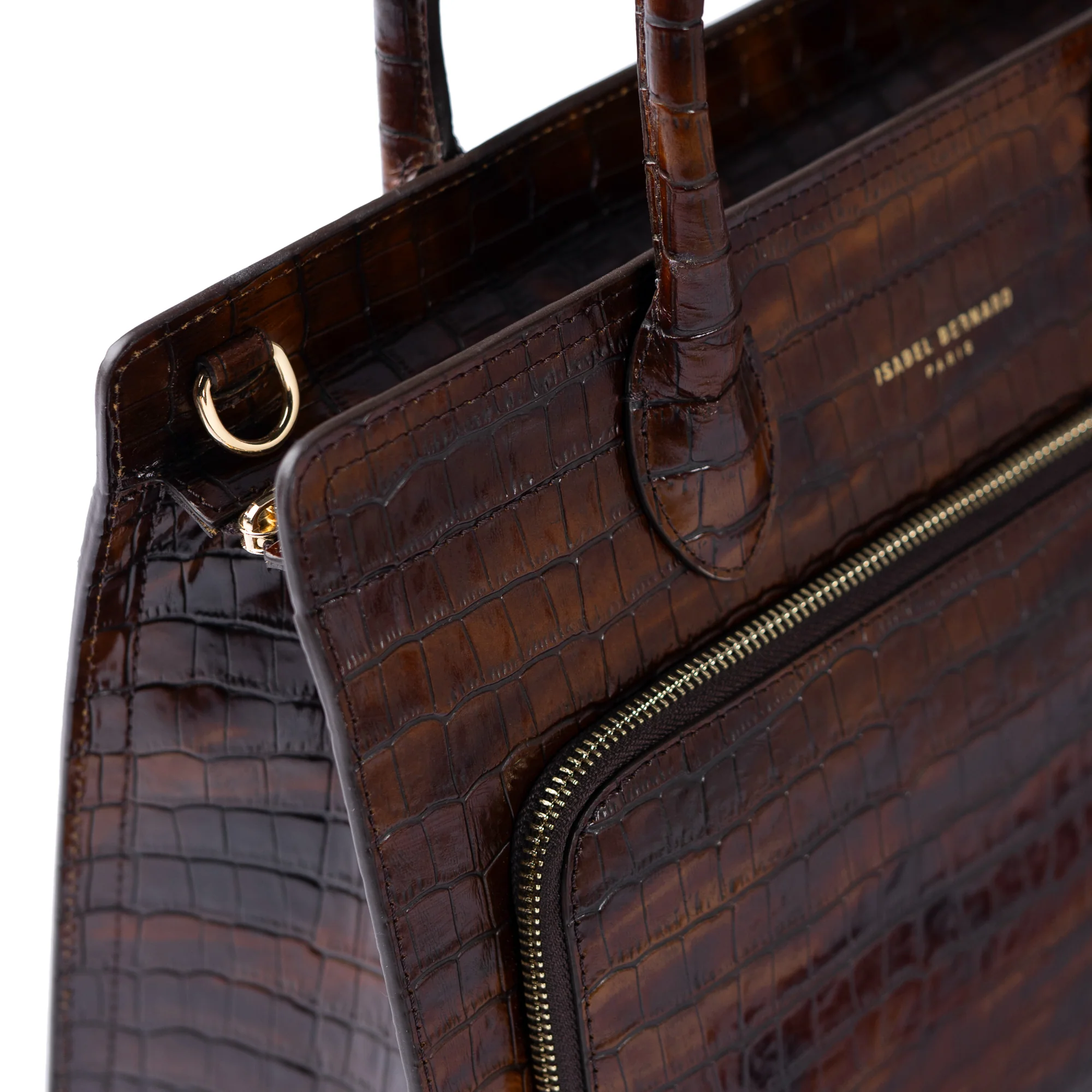 Honoré Nadine croco brown leather handbag with 13 inch laptop pocket - Image 6