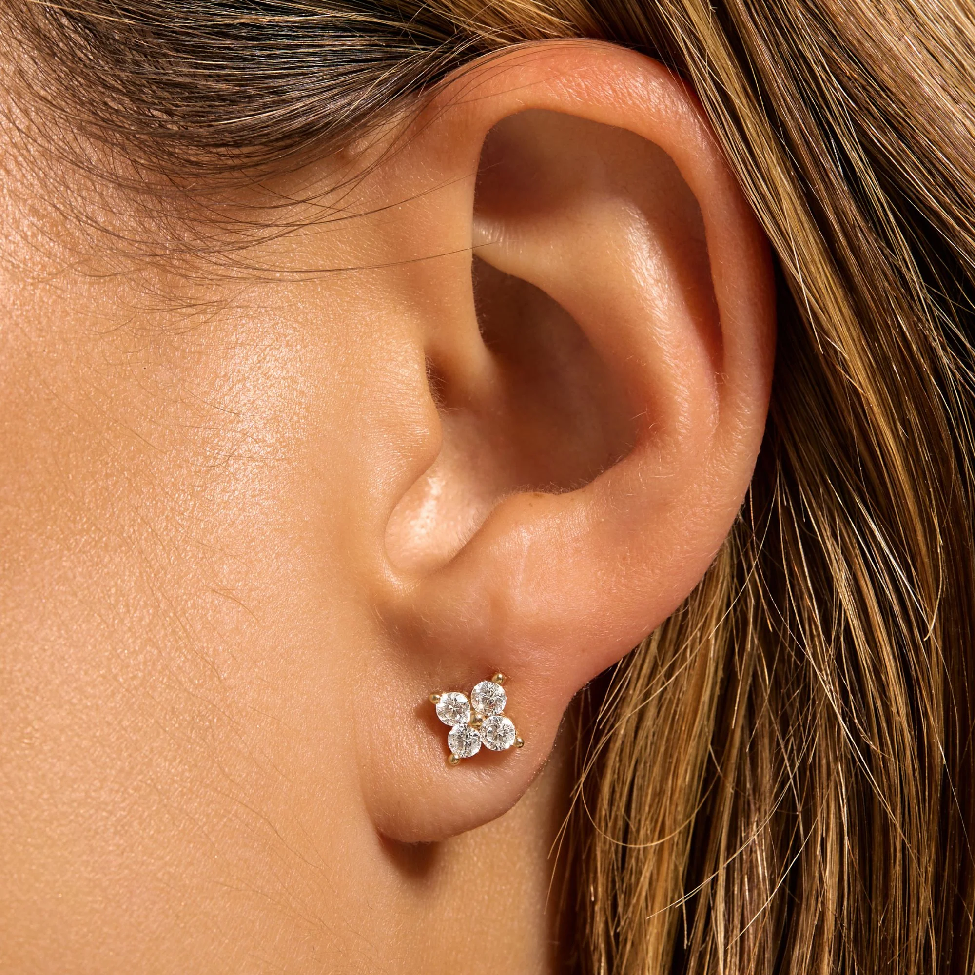Le Marais Audrey 14 Karat Gold Earrings With Zirconia Stones - Image 2