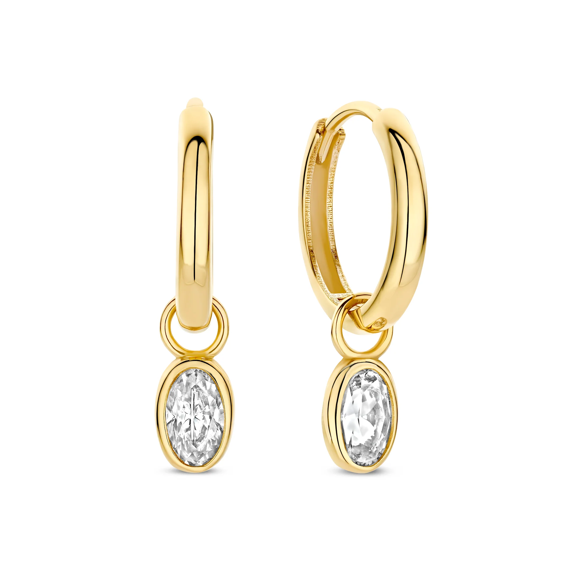 Le Marais Sophie 14 Karat Gold Hoop Earrings With Zirconia Stone