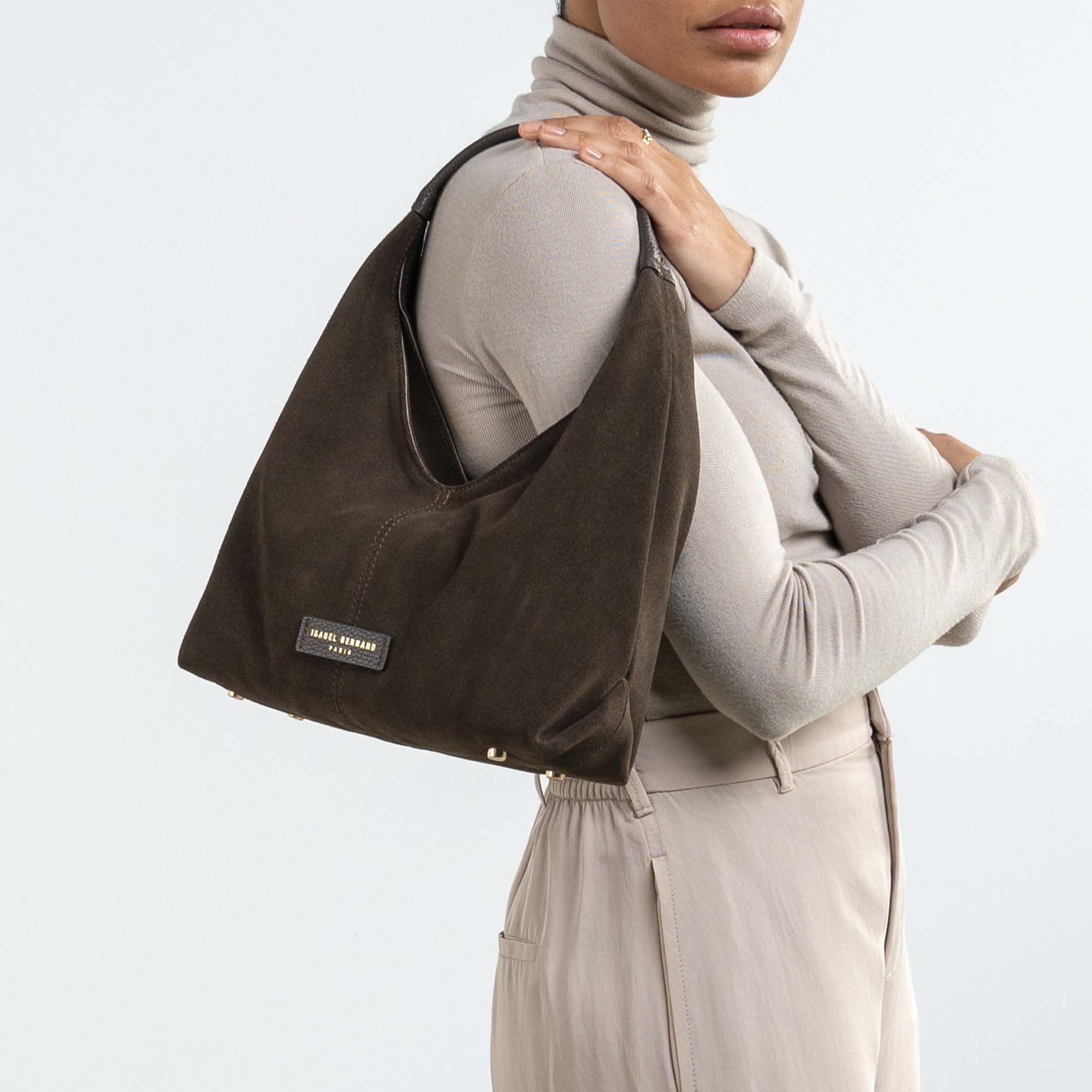 Honoré Grace mini dark brown suede handbag - Image 2