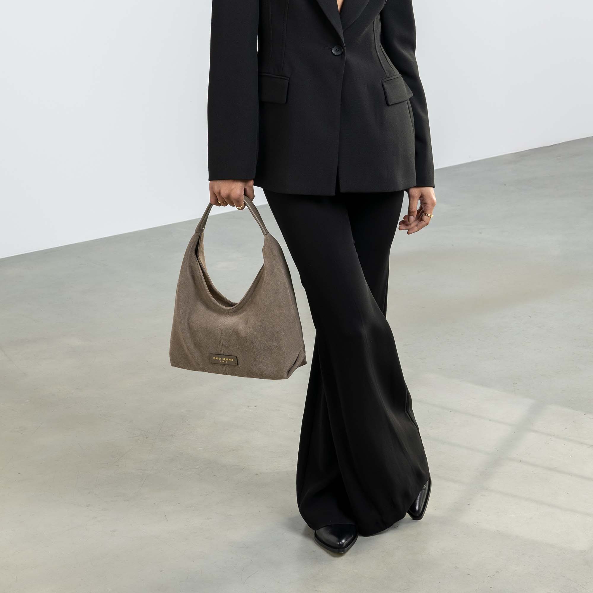 Honoré Grace mini taupe suede handbag - Image 3