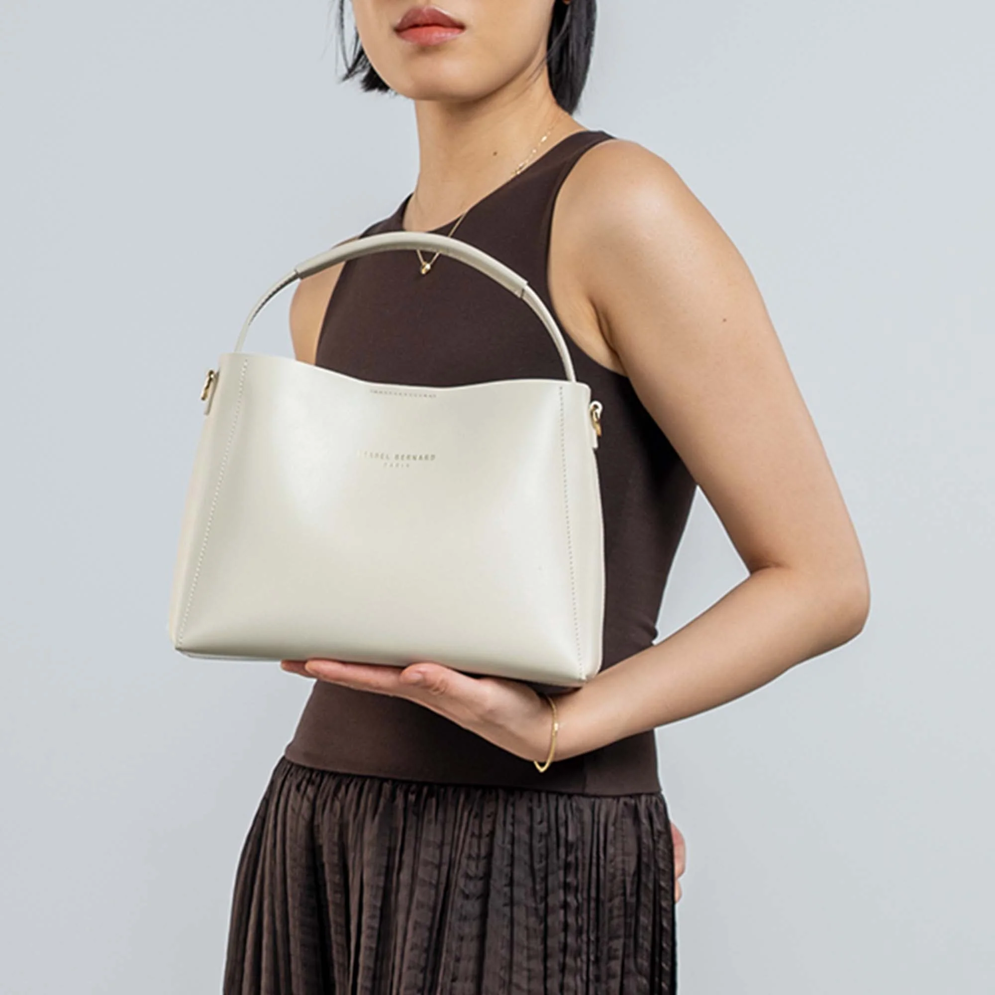 Montmartre Béatrice Midi creme vegetable tanned leather handbag - Image 2
