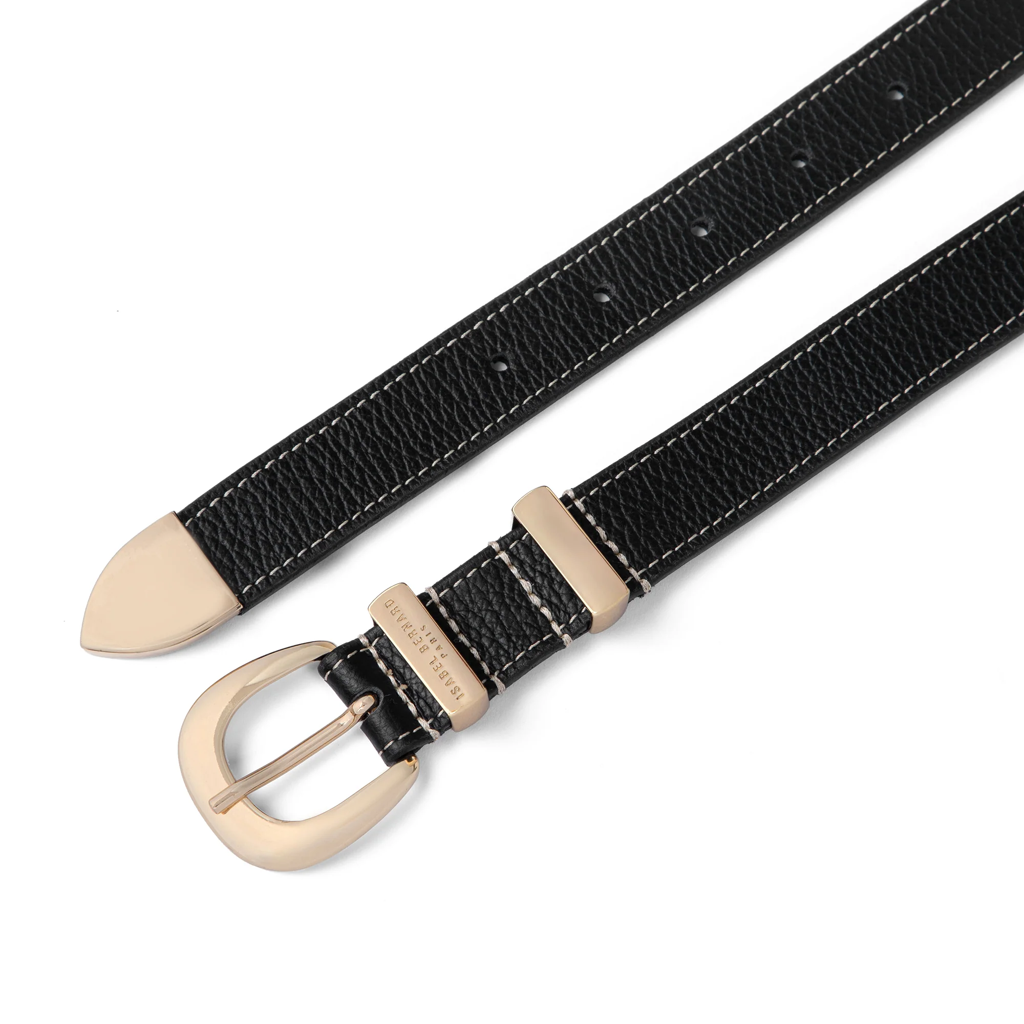 Rêveur Mathilde Black calfskin belt with gold-coloured buckle - Image 4