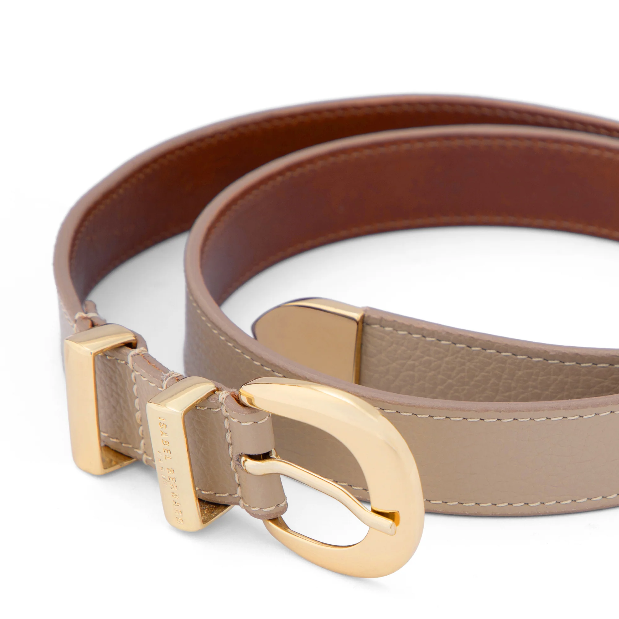 Rêveur Mathilde Taupe calfskin belt with gold-coloured buckle - Image 5