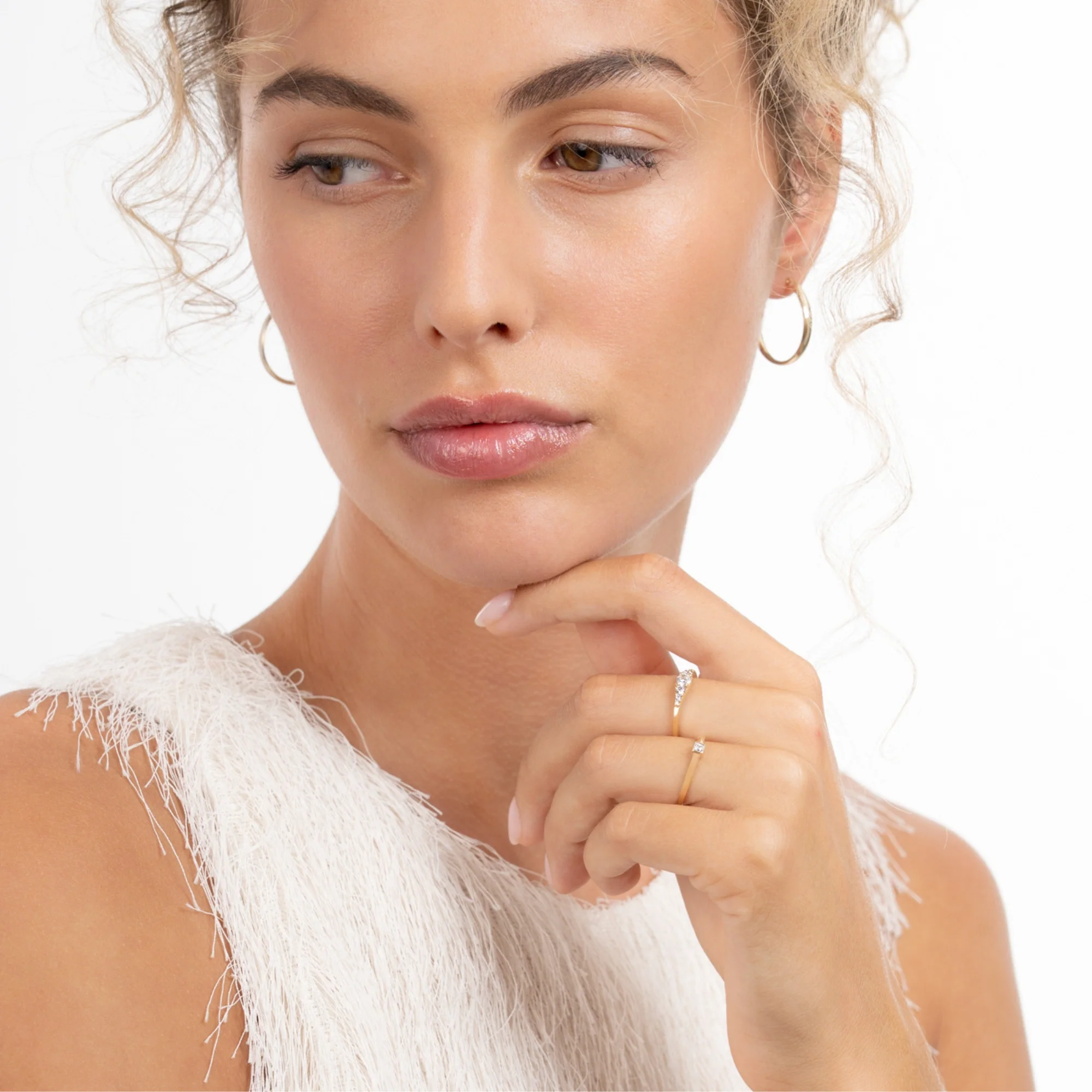 Rivoli Jodi 14 Karat Gold Stacking Ring With Zirconia Stone - Image 3