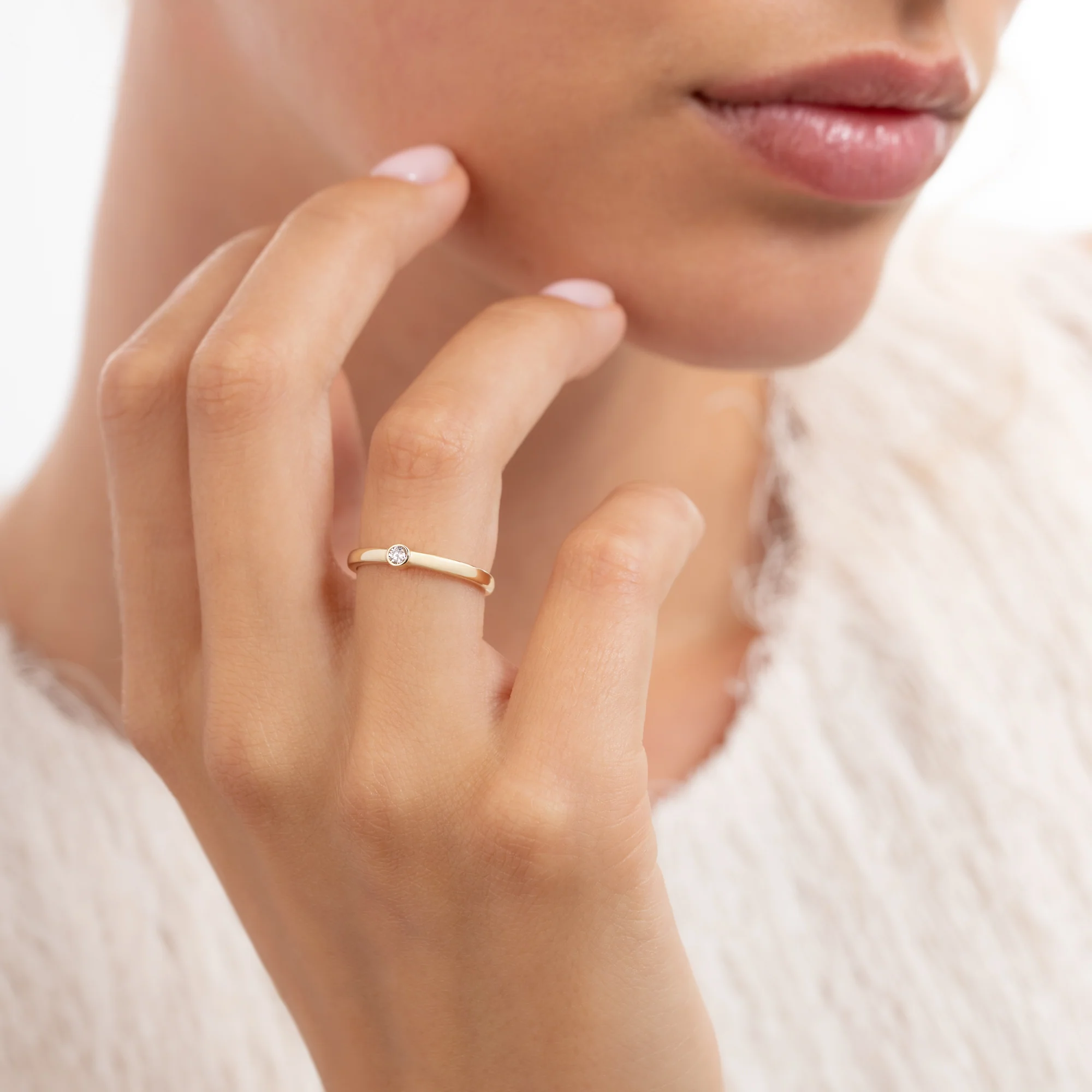 Rivoli Josie 14 Karat Gold Stacking Ring With Zirconia Stone - Image 2
