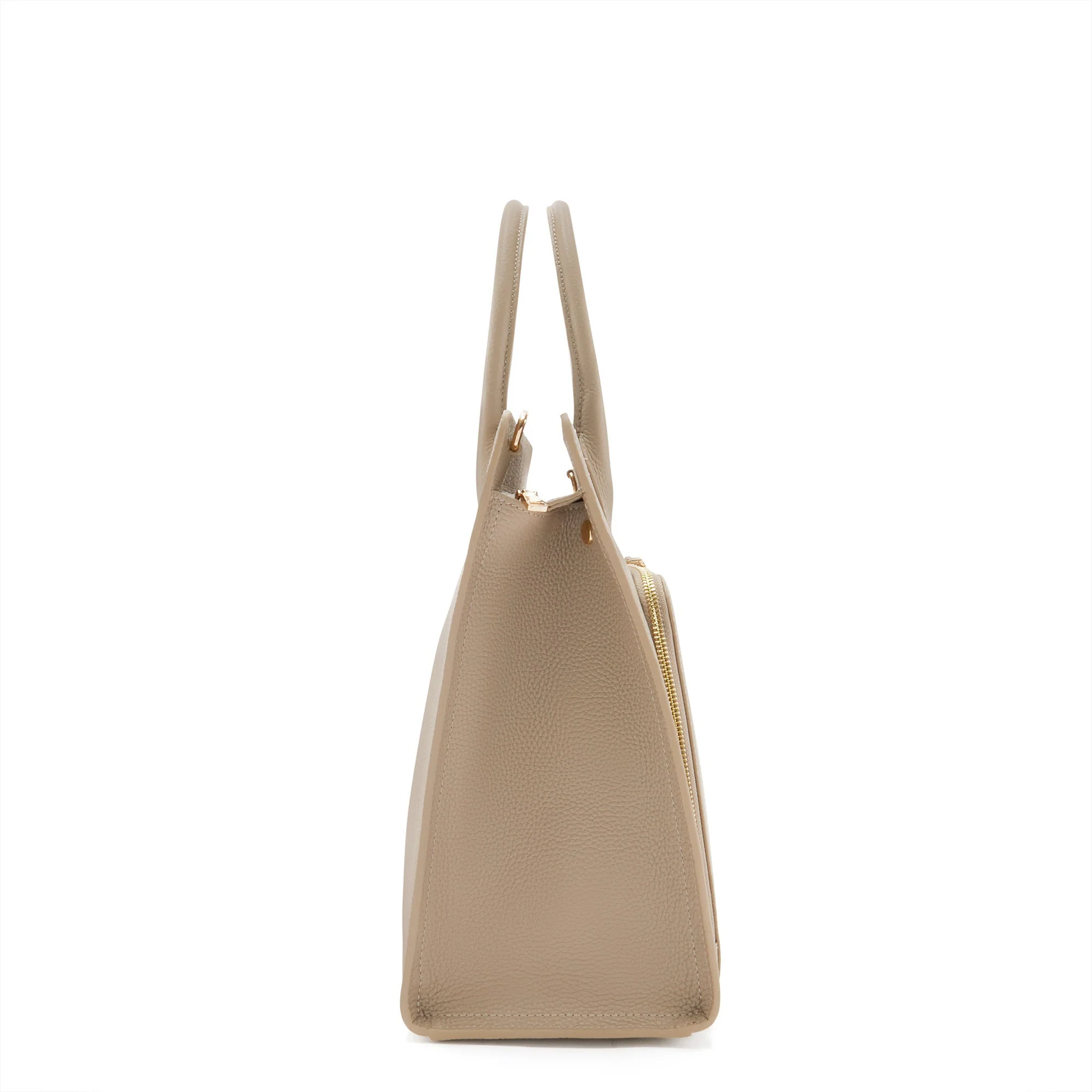Honoré Nadine taupe calfskin leather handbag with 16.4 inch laptop pocket - Image 4