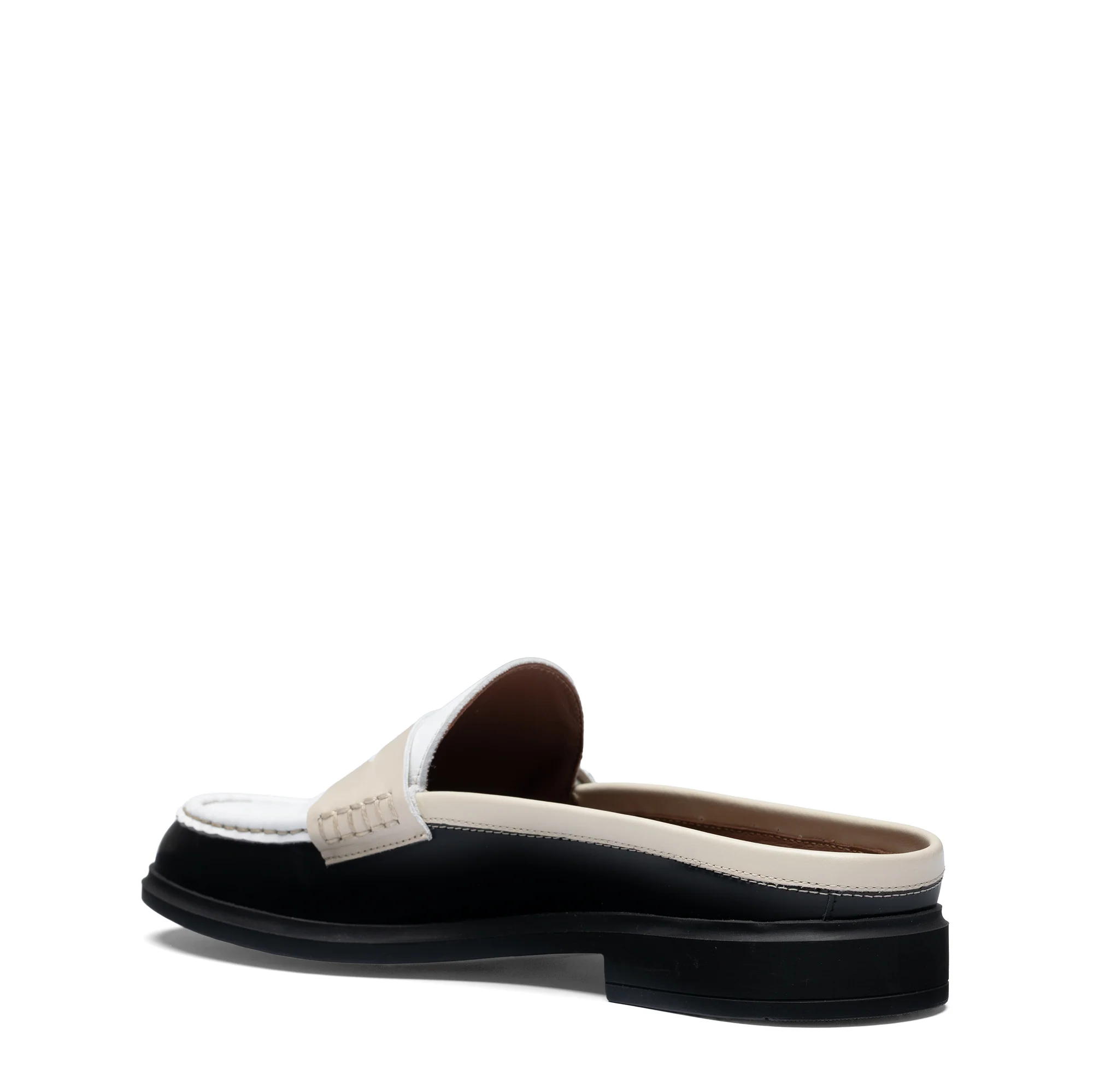 Vendôme Blandine Black And White Calfskin Leather Mules With White Details - Image 6