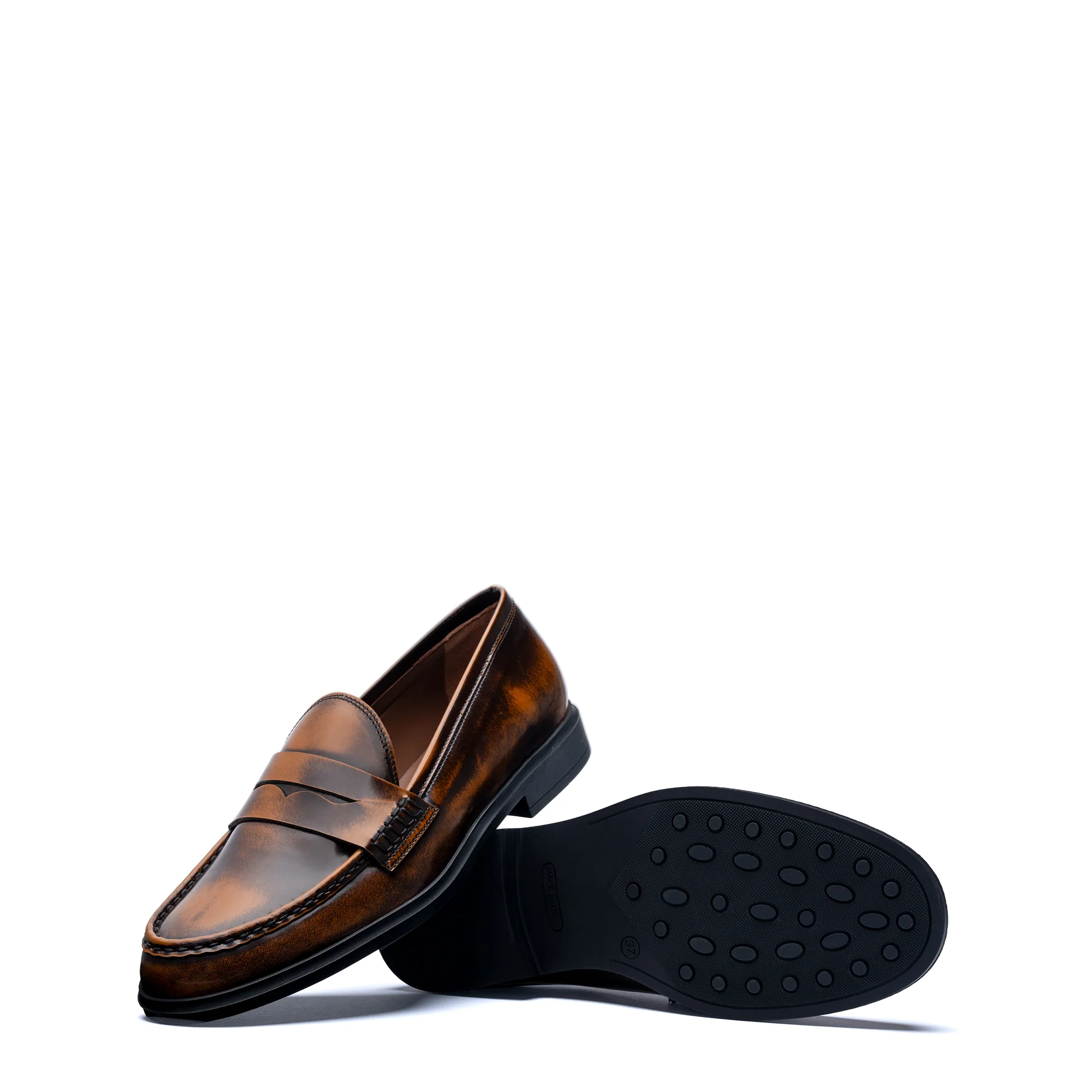 Vendôme Blandine cognac spazzolato leather loafers - Image 6