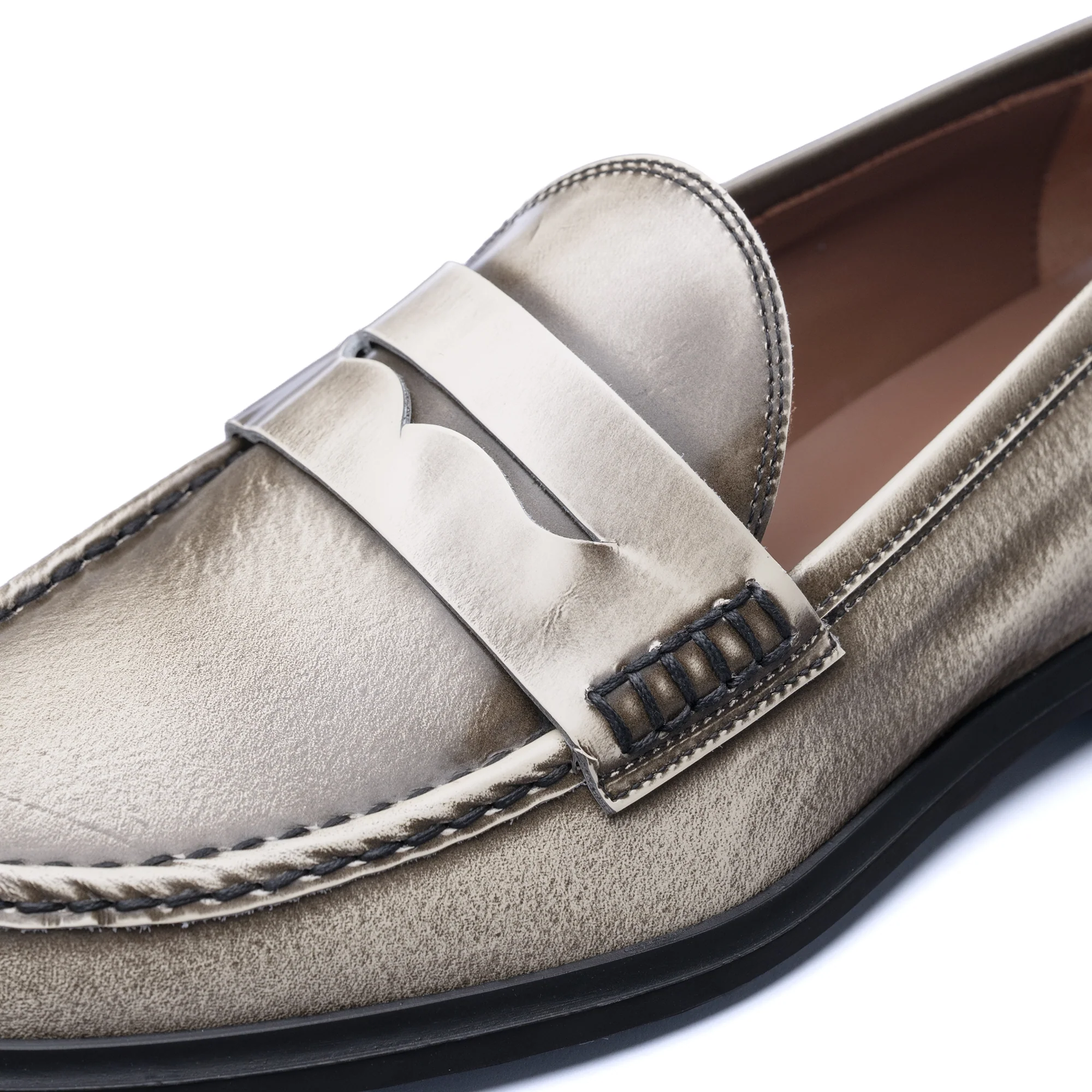 Vendôme Blandine cream spazzolato leather loafers - Image 8