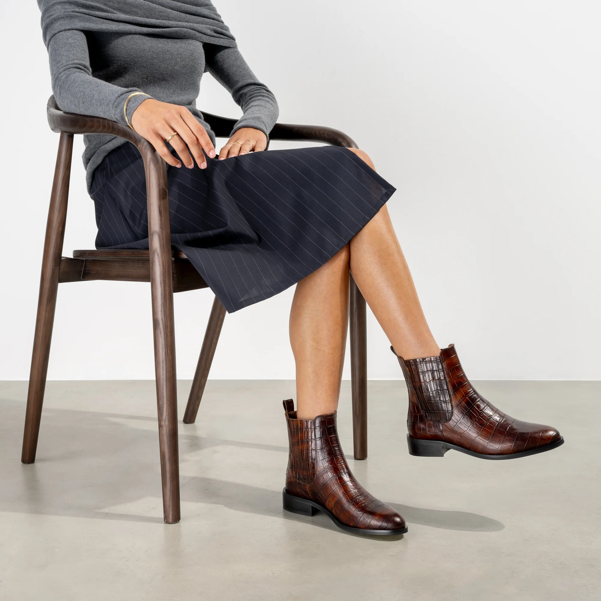 Vendôme Chey Croco Brown Calfskin Leather Chelsea Boots - Image 2